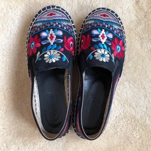 Johnny Was Black Nepertha Espadrilles Slip Ons